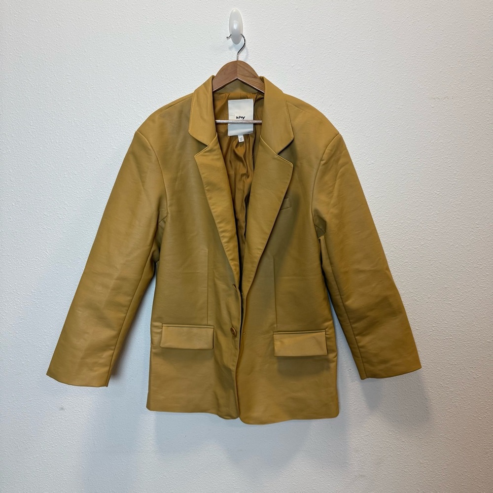 Khy Vegan Leather Yellow Women's Blazer Oversized S/M
